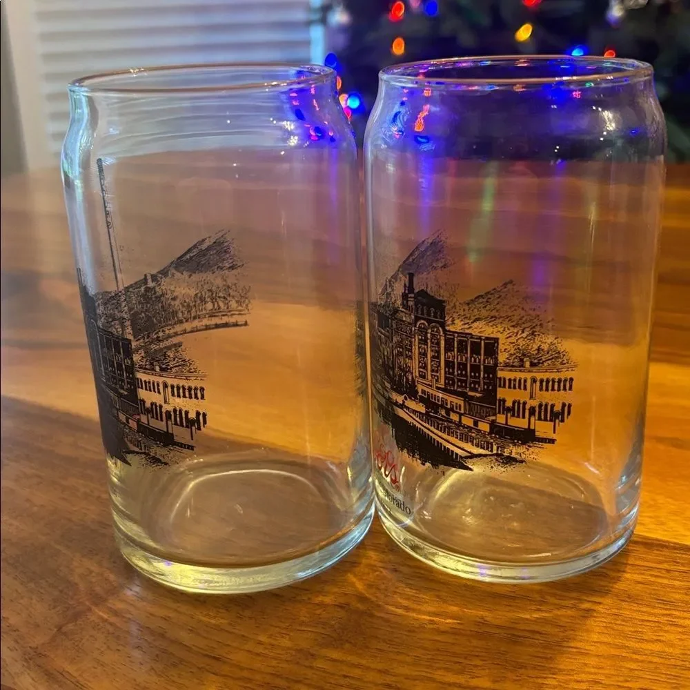 Coors Beer Company Golden Colorado 1873 Pair of Beer Glasses 5.25” Tall 16 ounce